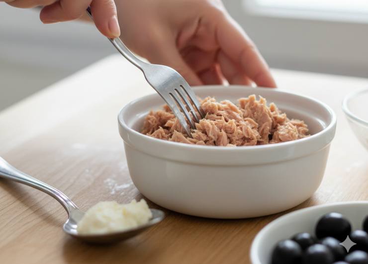 Lessate gli spinaci, strizzateli benissimo finché non perdono tutta l’acqua e tritateli al coltello. Mescolateli in una ciotolina con ricotta, parmigiano, sale, pepe e un pizzico di noce moscata. Sgocciolate bene il tonno, sminuzzatelo con una forchetta ed incorporalo alla ricotta insieme alle olive tritate. In ultimo tagliate la mozzarella a cubetti piccolissimi, mescolate la passata con un pizzico di sale e origano e mettete tutto da parte.&nbsp;
