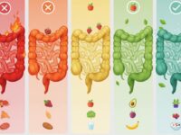 Infografica protocollo 7 giorni per il reset intestinale: transizione da intestino infiammato rosso a sano verde