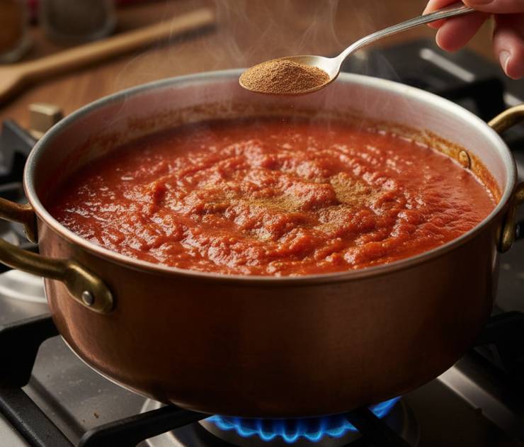 Rosolate braciole e tracchie di maiale nello strutto con la cipolla. Sfumate col vino, aggiungete il concentrato e la passata di pomodoro, quindi unite l’ingrediente segreto dei Borbone: un pizzico di cannella. Lasciate “pippiare” a fuoco lentissimo per almeno 4 ore fino a che risulterà corposo e saporito.