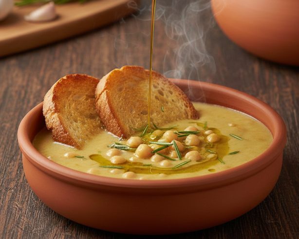 Tostate le fette di pane raffermo finché diventano croccanti, adagiatele sul fondo di una fondina, quindi versate la zuppa bollente sul pane e terminate con un giro d’olio extra vergine d’oliva generoso e gli aghi di rosmarino fresco tritati al momento. Il calore della zuppa sprigionerà gli oli essenziali dell’erba aromatica, creando un profumo antico e saporito: buon appetito!