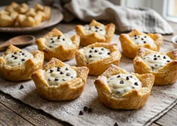 cestini di sfoglia con mascarpone e gocce di cioccolato
