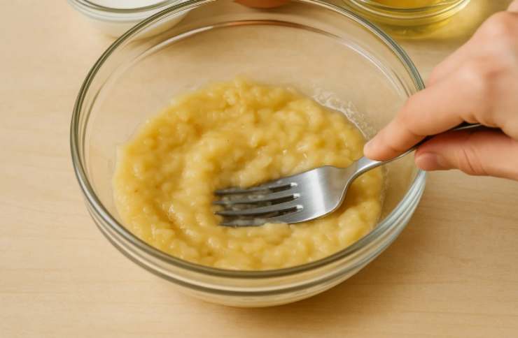 Uniamo lo zucchero e continuiamo a lavorare, quindi accorpiamo l’olio di semi. Mescoliamo con una frusta a mano per ottenere un composto omogeneo;