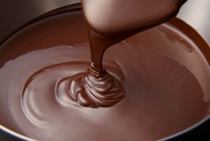 Intanto andiamo a sciogliere il cioccolato fondente in un tegame a bagnomaria e, nel frattempo, scaldiamo il latte in un secondo tegame. Uniamo i due composti e mescoliamo, quindi accorpiamo la vanillina;