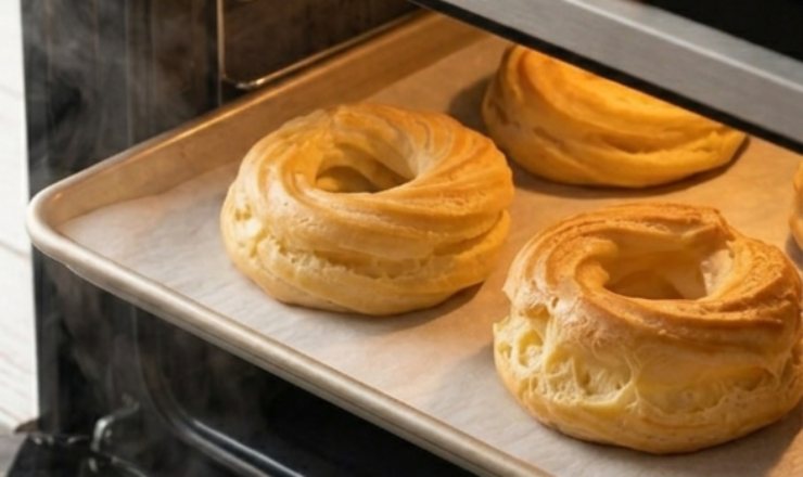 Cuocete in forno ventilato preriscaldato a 200 gradi per 15 minuti, senza mai aprire il forno. Abbassate poi la temperatura a 190 gradi e cuocete per altri 10 minuti. Al termine, lasciate le zeppole nel forno spento con lo sportello leggermente socchiuso per farle asciugare perfettamente. Intanto preparate la crema: in un pentolino, lavorate i tuorli con lo zucchero e l’amido fino ad ottenere un composto liscio. Versate il latte a filo precedentemente scaldato con l’estratto di vaniglia, mescolate e riportate tutto sul fuoco.