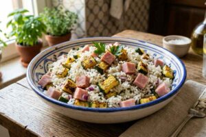 riso all'insalata con prosciutto e zucchine