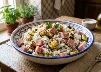 riso all'insalata con prosciutto e zucchine