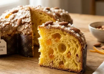 Fetta di colomba pasquale con alveolatura soffice, canditi e glassa di mandorle - Test Altroconsumo 2026