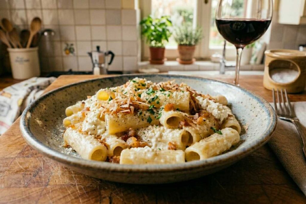 pasta cremosa con ricotta e speck