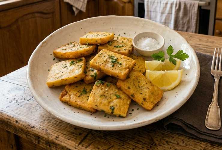Stendiamo il panetto con un matterello fino ad ottenere una sfoglia molto sottile e tagliamo a rettangolini o quadratini. Scaldiamo l’olio di semi in un tegame e immergiamoli lasciando dorare per bene su entrambi i lati. Sgoccioliamo e sistemiamo in una ciotola, quindi se serve aggiustiamo il sale et voilà.
