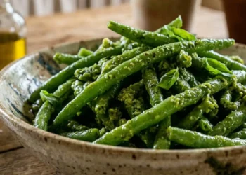 fagiolini al pesto in ciotola