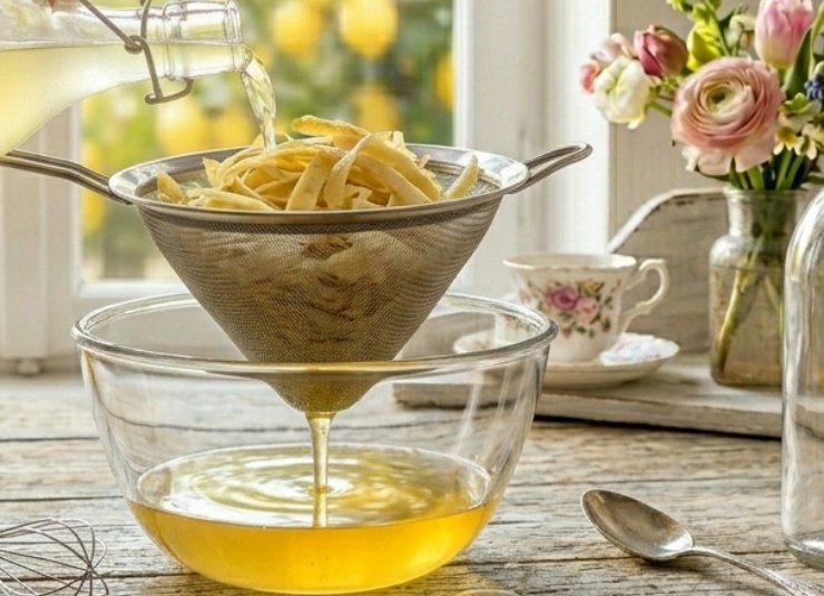 A questo punto filtrate l’alcol con un colino a maglie strette per eliminare le scorze che ormai saranno diventate bianche ed unitelo allo sciroppo freddo. Mescolate bene, quindi versate il limoncello nelle bottiglie di vetro precedentemente sterilizzate e ben asciutte. Lasciate riposare in dispensa per altri 15/20 giorni prima di trasferirlo in freezer.