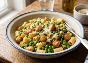 pasta con patate e piselli