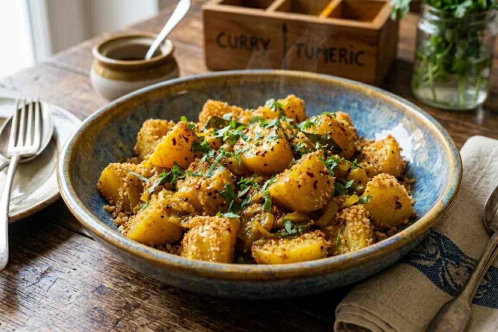 patate al curry patate al curry in un piatto