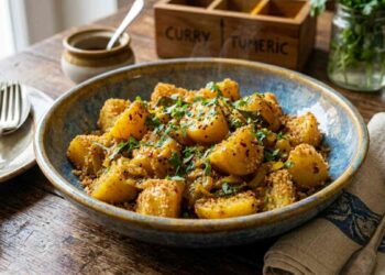 patate al curry in un piatto