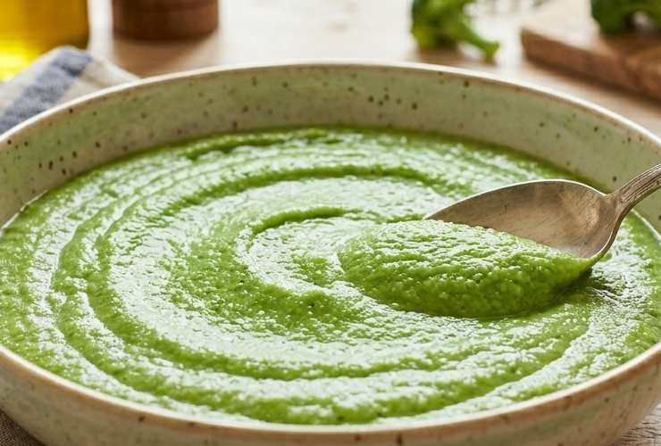 Prendiamo i broccoli già lessati (o lessiamoli se non ne abbiamo di pronti) e riduciamo in crema usando un frullino o un frullatore. Versiamo la crema ottenuta in una ciotola e aggiungiamo lo yogurt greco e l’olio di oliva, quindi mescoliamo per amalgamare il tutto;
