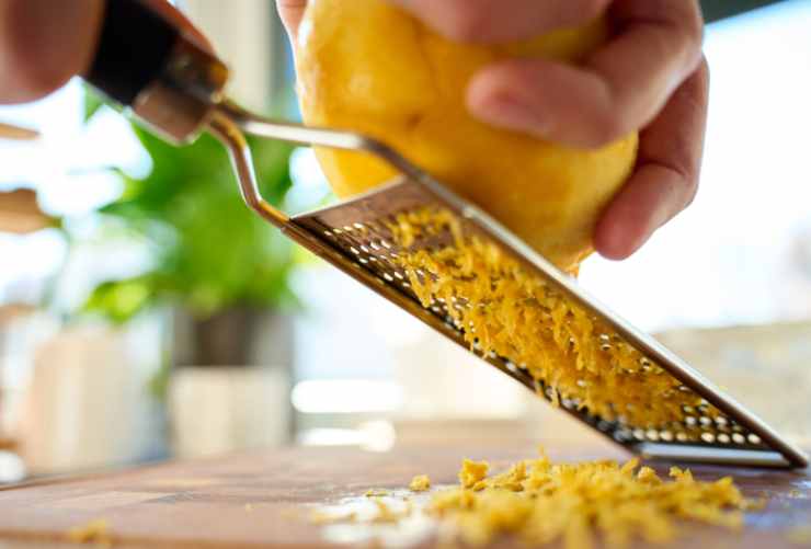 Laviamo intanto i limoni, asciughiamoli e grattugiamo la buccia. Riversiamo la buccia grattugiata in una ciotola con la ricotta e mescoliamo, quindi insaporiamo con sale, pepe e aromi a scelta;