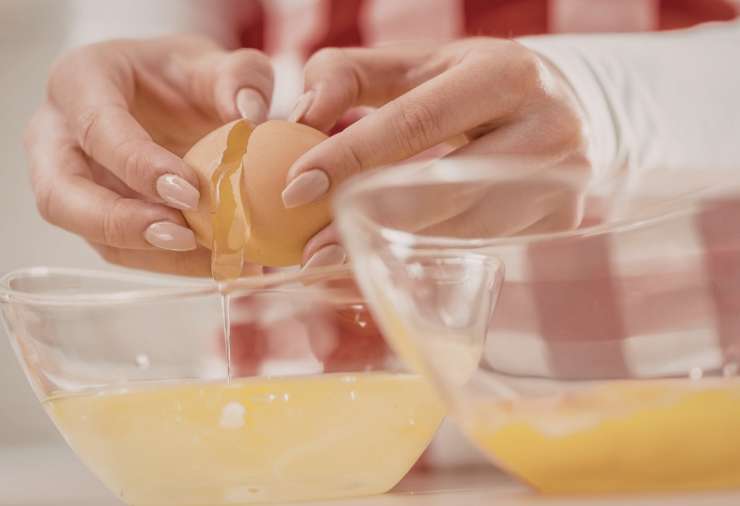 Iniziamo sciogliendo il burro a bagnomaria e lasciamo intiepidire per qualche minuto. Prendiamo una ciotola e al suo interno rompiamo le uova, quindi montiamole insieme allo zucchero usando le fruste elettriche, fino a ottenere un composto chiaro e spumoso;