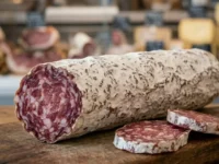 Salame nostrano artigianale su tagliere in legno per avviso richiamo alimentare Ministero