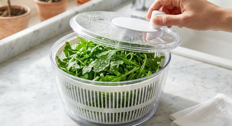 Estraete le fettine di carpaccio dal frigorifero circa 10 minuti prima di preparare il piatto. Lavate la rucola e asciugatela perfettamente con una centrifuga da insalata: le foglie devono essere completamente prive di umidità per non diluire il condimento. Pulite i funghi champignon strofinandoli delicatamente con un panno umido ed eliminando la base terrosa, senza mai lavarli sotto l’acqua per evitare che diventino spugnosi.