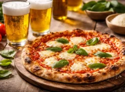 Una classica pizza margherita appena sfornata accanto a una bibita in lattina, simbolo dei rincari nei menu delle pizzerie italiane nel 2026.
