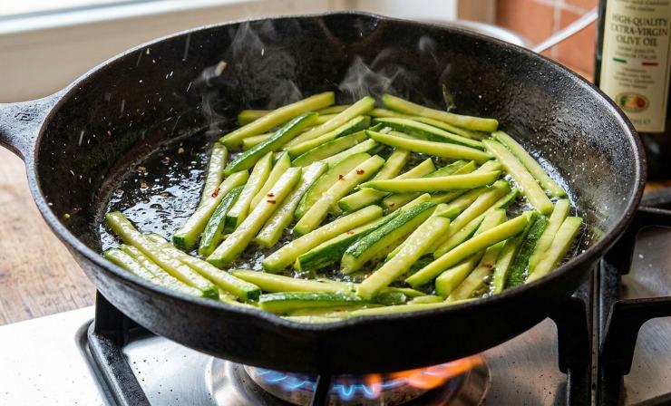 Scottatele in una padella caldissima con un filo d’olio d’oliva per soli 3 minuti, girandole a metà cottura: devono restare croccanti. Estraete il polpettone dal frigo, tagliatelo a fette spesse circa un centimetro e servitelo freddo adagiato sul letto di zucchine tiepide. Gustatelo subito e se volete, accompagnatelo con una maionese leggera!