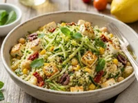 Couscous freddo con zucchine, mais pomodorini e feta