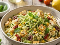 Couscous freddo con zucchine, mais pomodorini e feta