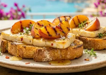 bruschetta feta e pesche