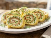 Rotolo di Frittata Fredda con Salmone e Zucchine Crude