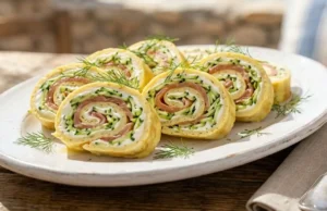 Rotolo di Frittata Fredda con Salmone e Zucchine Crude