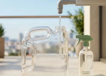 Una tanica trasparente sul balcone che raccoglie l'acqua di condensa del condizionatore