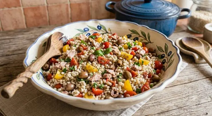 Lavate i pomodorini e tagliateli in quattro parti. Sgocciolate il tonno sott’olio e spezzettatelo grossolanamente con una forchetta. Quando l’orzo sarà freddo, unite nella ciotola i pomodorini, il tonno e le olive taggiasche denocciolate (potete lasciarle intere o tritarle al coltello a seconda dei gusti). Grattugiate finemente la scorza del limone direttamente sugli ingredienti.