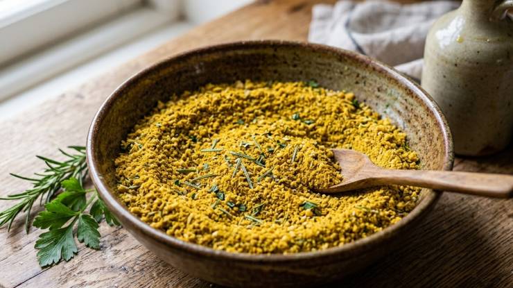Spolverizzate la curcuma in polvere sopra le zucchine e continuate a mescolare con energia (se preferite una nota più affumicata, potete tranquillamente sostituirla con della paprika dolce o affumicata, oppure ometterla). In una seconda ciotola a parte, unite il parmigiano grattugiato e il trito fine di erbe aromatiche fresche (basilico, prezzemolo e rosmarino). Amalgamate il tutto aggiungendo il pangrattato e la farina di mais. Passate i bastoncini di zucchina in questa miscela secca finché non saranno perfettamente impanati.