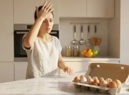quanto-tempo-uova-fuori-dal-frigo-caldo Confezione di uova sul bancone della cucina dimenticate al caldo in estate