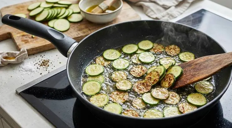 Mettete sul fuoco una capiente pentola con abbondante acqua. Non appena l’acqua avrà raggiunto l’ebollizione, salatela e calate il formato di pasta che avete scelto, cuocendola rigorosamente al dente. Nel frattempo, lavate accuratamente le zucchine, spuntatele e tagliatele a rondelle molto sottili. Scaldate un cucchiaio di olio extravergine di oliva in una padella antiaderente, unite le zucchine, regolate di sale e aggiungete un pizzico di pepe. Fate saltare a fuoco vivo per circa 15 minuti, finché non risulteranno tenere ma ancora intatte